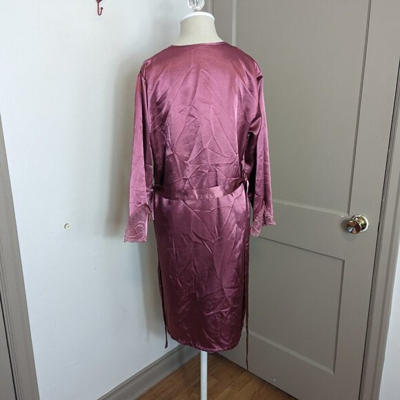 Vintage Robe Satin Lace Loungewear Boho Sash Coastal Grandma Girly Lingerie - Picture 6 of 7